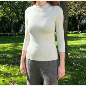 Lauren Manoogian Sz 1 Small Celadon 3/4 Sleeve Crewneck Sweater Tee Alpaca NWT